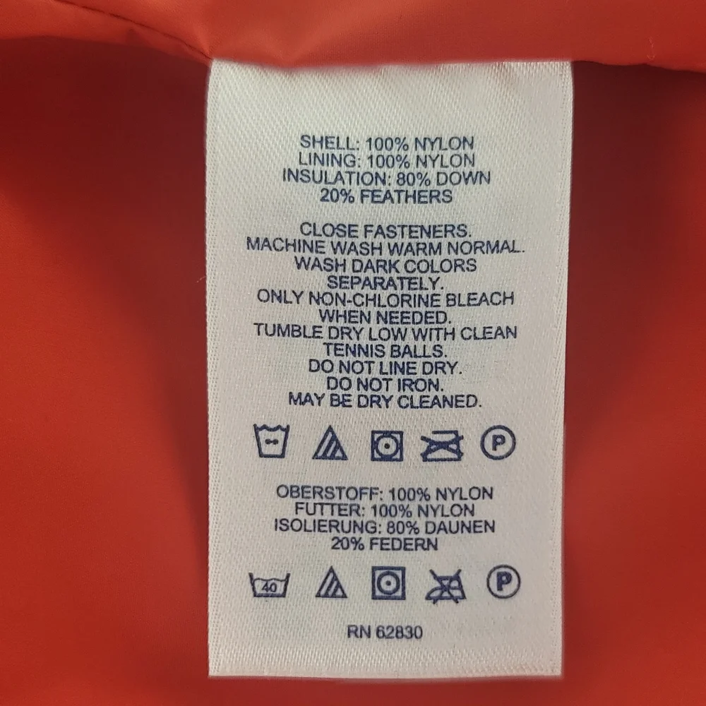 Lands End Orange Down Puffer Vest Jacket XL - Picture 7 of 8